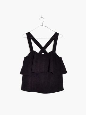 Madewell Black Cross Back‎ Peplum Tank Top XS